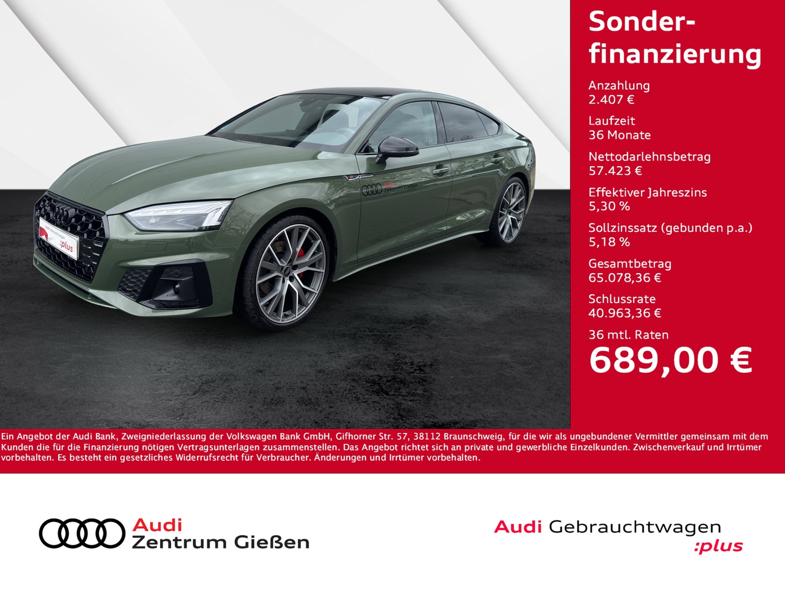 A5 Sportback 40 TDI quattro S line business B&O Pano Ma...
